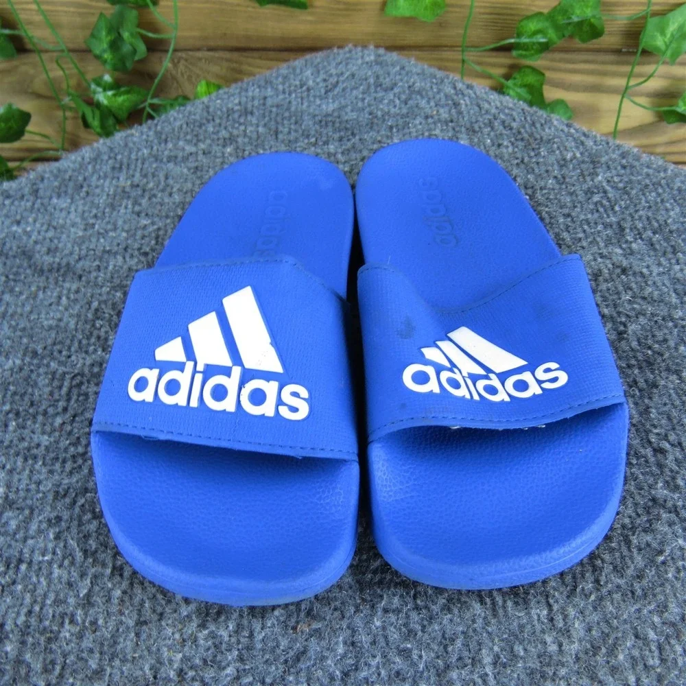adidas‎ Boys Slide  Sz T 12 Medium Blue Synthetic Slip On
